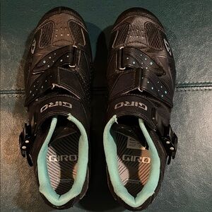 Giro Black Cycling Shoes with Aqua Highlights